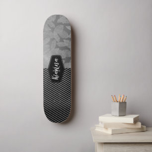 Skateboard Plumas de moda con rayas de plata Monograma Skate
