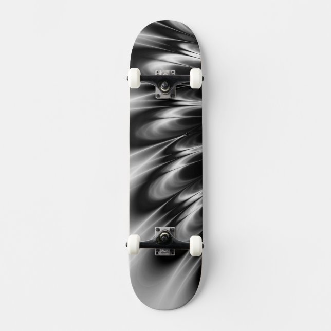 Skateboard Plumas negras y blancas (Anverso)