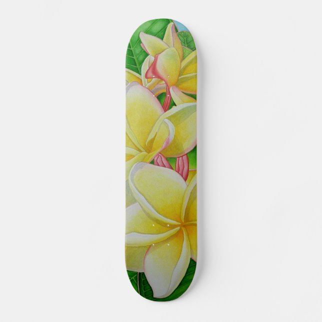 Skateboard Plumeria hawaiano de la hawaiana (Anverso)