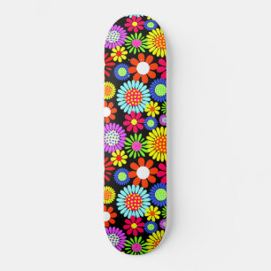 Skateboard Poder de flores hippie de primavera retro