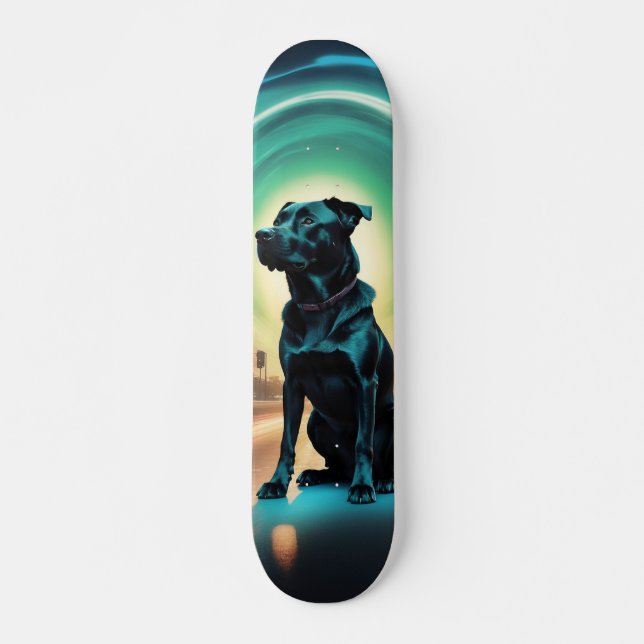 Skateboard Poderoso perro negro guardián (Anverso )