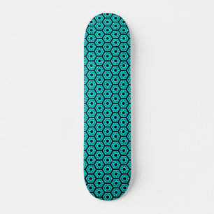 Skateboard Polígonos v1 - Negro y cian