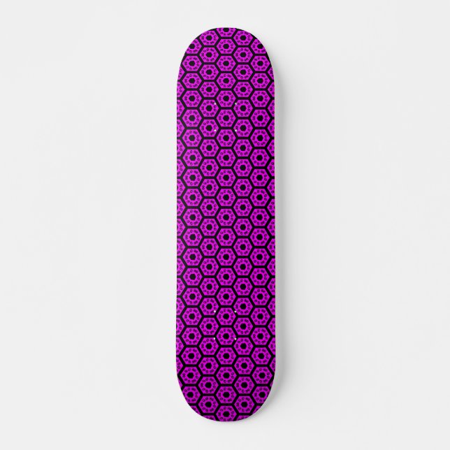 Skateboard Polígonos v1 - Negro y magenta (Anverso )