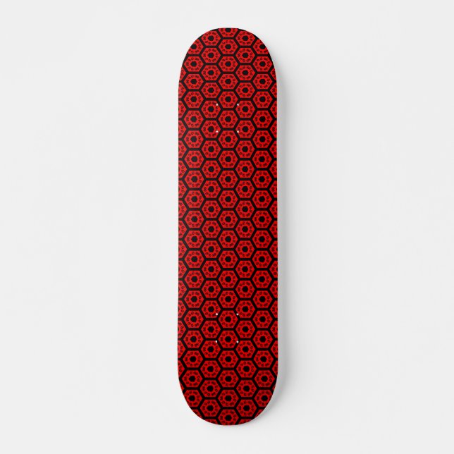 Skateboard Polígonos v1 - Negro y Rojo (Anverso )