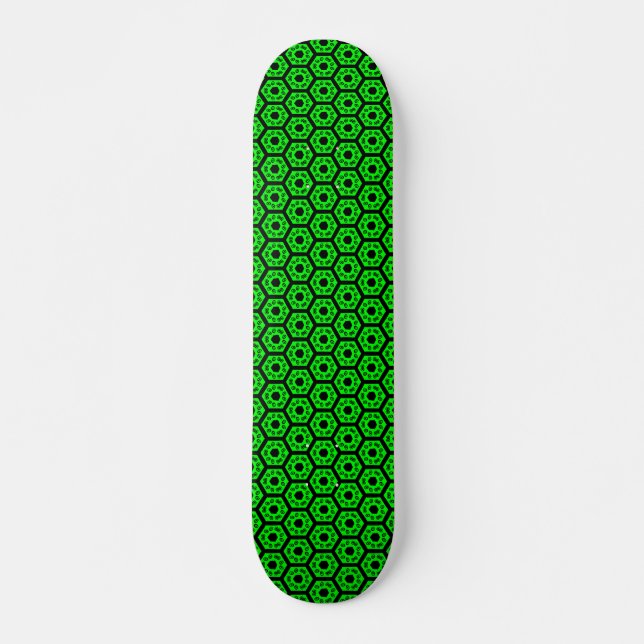 Skateboard Polígonos v1 - Negro y Verde (Anverso )