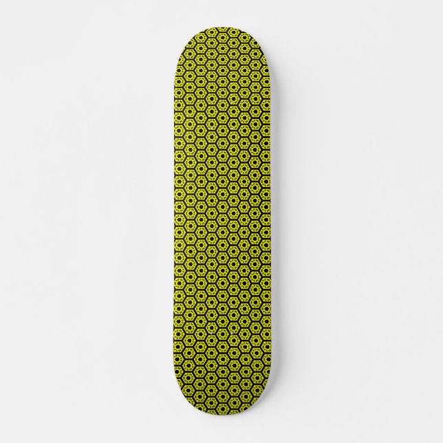 Skateboard Polígonos v2 - Negro y Amarillo (Anverso )