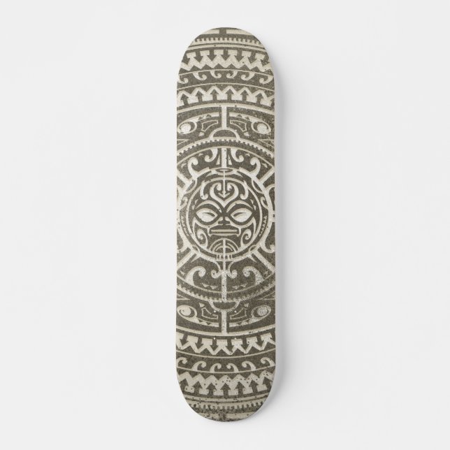 Skateboard Polinesia Tribal Face Brown (Anverso )