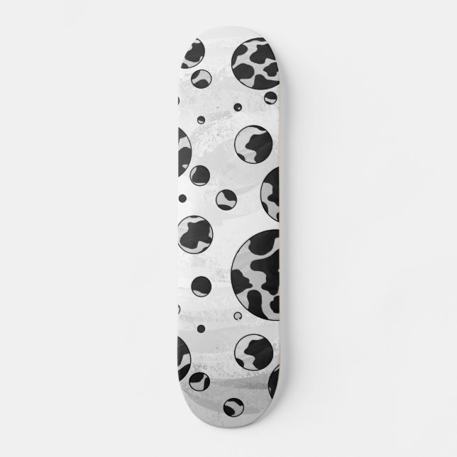 Skateboard Polka Dot Cow impresión en blanco y negro (Anverso)