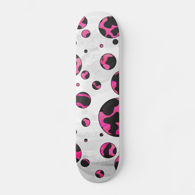 Skateboard Polka Dot Cow Pink y Black Print (Anverso)