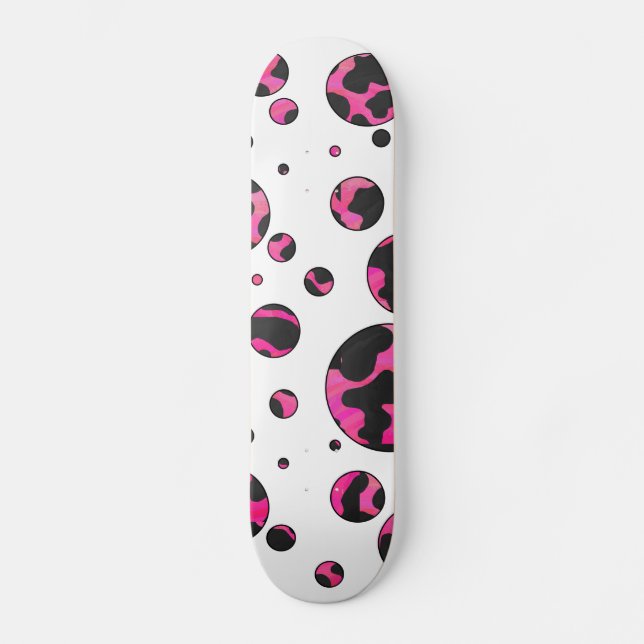 Skateboard Polka Dot Cow Pink y Black Print (Anverso)