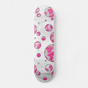 Skateboard Polka Dot Cow rosa y blanco
