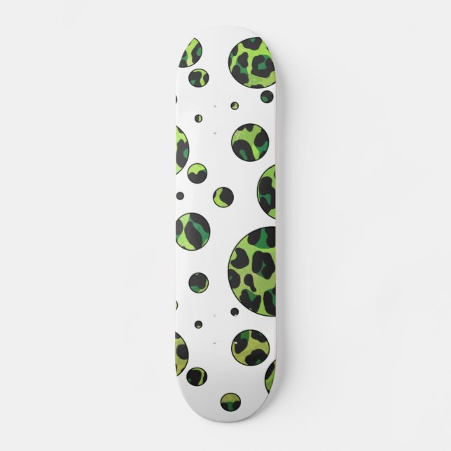Skateboard Polka Dot Leopardo Negro y Verde (Anverso)