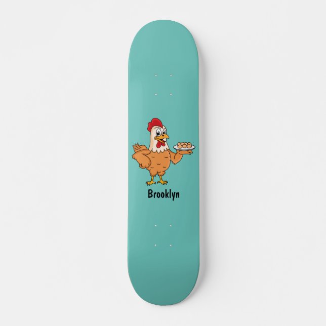 Skateboard Pollo con huevos en el personalizado de placa (Anverso )
