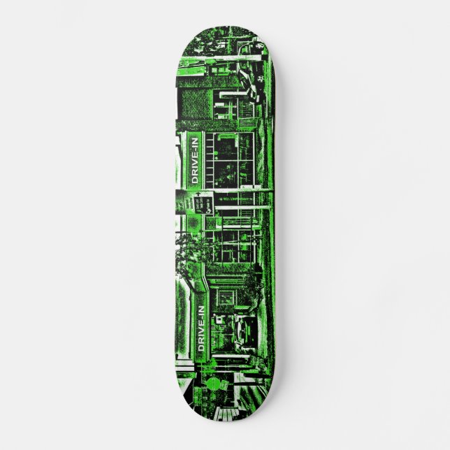 Skateboard Pollo frito en verde (Anverso)