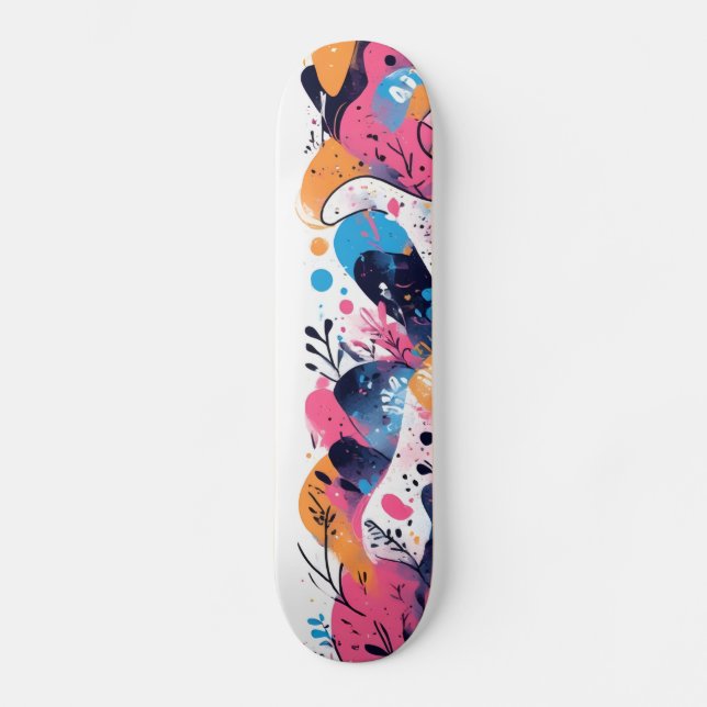 Skateboard Pop Eléctrico: Patines Neon Pink (Anverso)