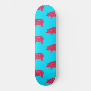 Skateboard Porky Pig Silhouette Purpurina Rosa Girly Farm