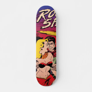Skateboard Portada de cómic de ciencia ficción vintage Rocket