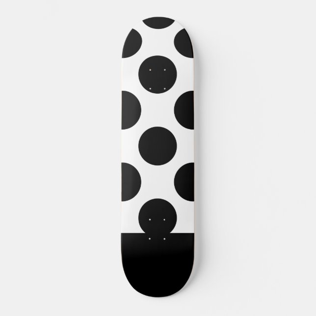 Skateboard Pos de polka blanco y negro (Anverso)