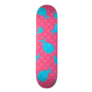 Skateboard Pos de polka rosa de ballenas azules