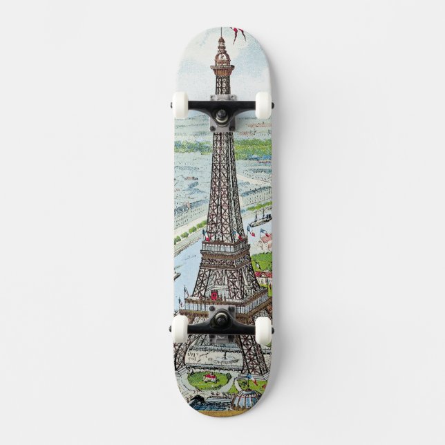 Skateboard Postal que representa la torre Eiffel (Anverso)