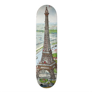 Skateboard Postal que representa la torre Eiffel