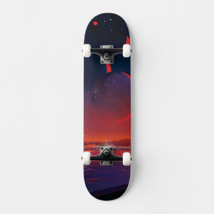 Skateboard Poster del espacio retro - Los espectadores observ