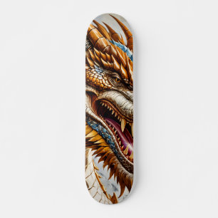 Skateboard Poster Dragón Realista Dorado