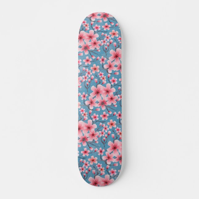 Skateboard Primavera cerezo Blossoms azul Skyboard (Anverso )