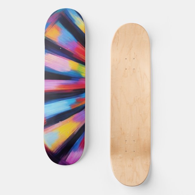 Skateboard Prismatic Radiance: Abstract Sunburst Radio Waves  (Anverso)
