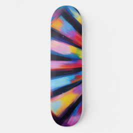 Skateboard Prismatic Radiance: Abstract Sunburst Radio Waves