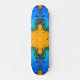 Skateboard Psicodelia Hippie amarillo y azul