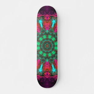 Skateboard Psicodelia Hippie morado rosado y Verde azulado
