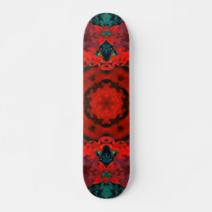 Skateboard Psicodelia Hippie Rojo y Verde azulado