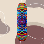 Skateboard Psicodelia Kaleidoscope Azul Rojo y Verde<br><div class="desc">Este diseño de flores calidoscópicas psicodélicas presenta azul,  rojo y verde. Vibrantes imágenes trippy para el hippie moderno o para cualquiera que ame los colores vivos del funky!</div>