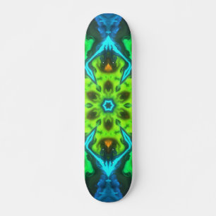 Skateboard Psicodelia Kaleidoscope Azul verde y Naranja