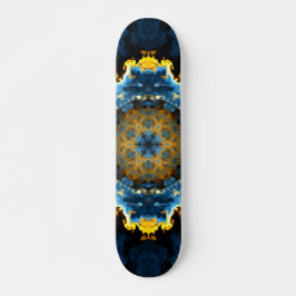 Skateboard Psicodelia Mandala Flor Amarillo azul y Naranja
