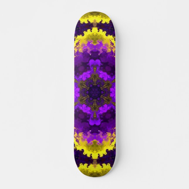 Skateboard Psicodelia Mandala Flor Amarillo y Púrpura (Anverso )