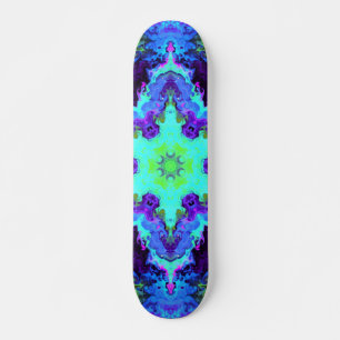 Skateboard Psicodelia Mandala Flor Azul Verde y Púrpura
