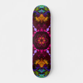 Skateboard Psicodelia Mandala Flor Naranja morado y verde
