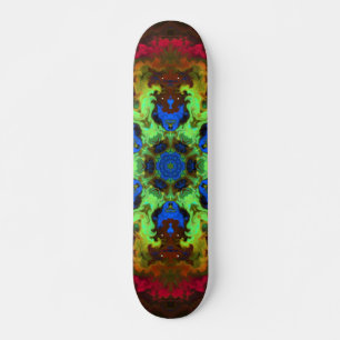 Skateboard Psicodelia Mandala Flor Verde Azul y Rojo
