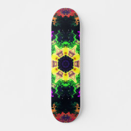 Skateboard Psicodélico Mandala flor morado verde y amarillo