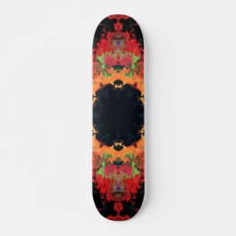 Skateboard Psicodélico Mandala Flor Naranja Rojo y Verde