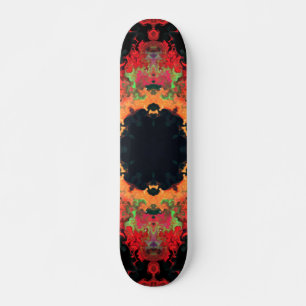 Skateboard Psicodélico Mandala Flor Naranja Rojo y Verde