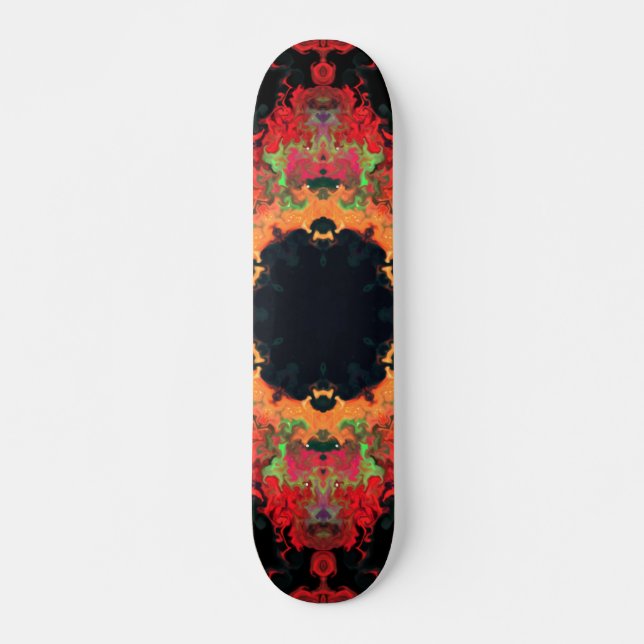 Skateboard Psicodélico Mandala Flor Naranja Rojo y Verde (Anverso )
