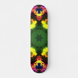 Skateboard Psicodélico Mandala Flor rosa amarillo y verde