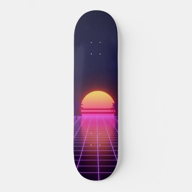 Skateboard Puesta de sol de los 80 (Anverso)