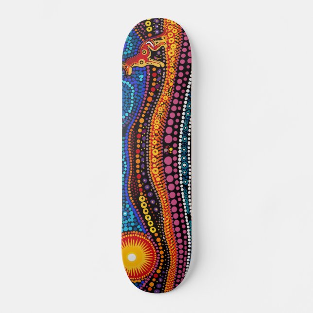 Skateboard Puesta de sol - Estilo aborigen - Cubierta de skat (Anverso)