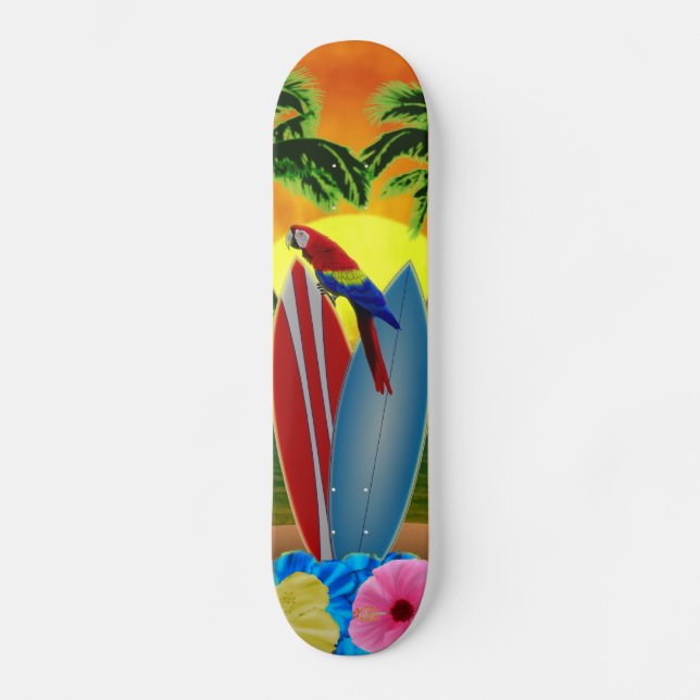 Skateboard Puesta del sol tropical (Anverso)