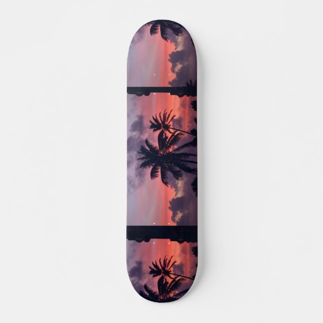 Skateboard Puesta del sol tropical brillante (Anverso )