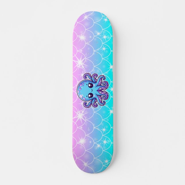 Skateboard Pulpo azul lindo (Anverso )
